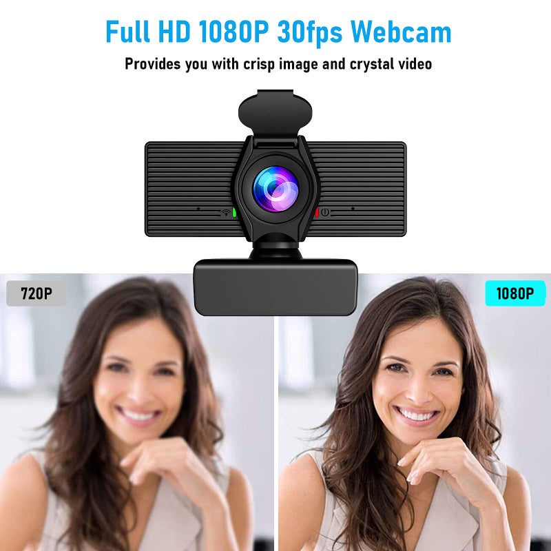 LITEPRO Webcam with Microphone & Privacy Cover, 1080P HD Web Computer Camera, USB Plug and Play Laptop PC Desktop Camera, Works with Zoom, Skype, Teams, Video Conferencing/Recording/Streaming - Image 2